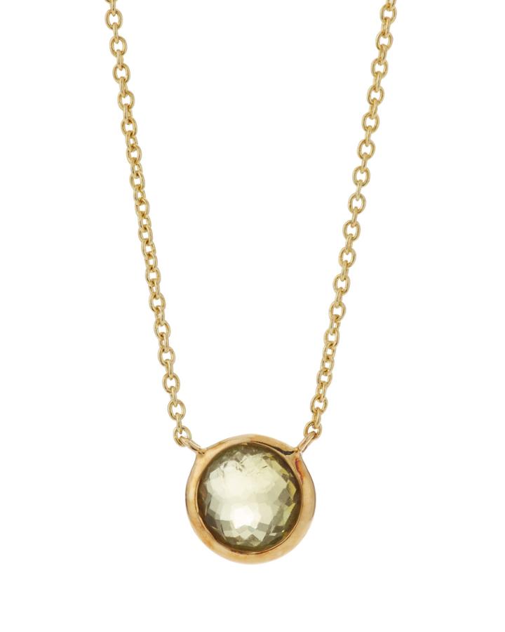 18k Lollipop Mini Necklace In Green Tourmaline