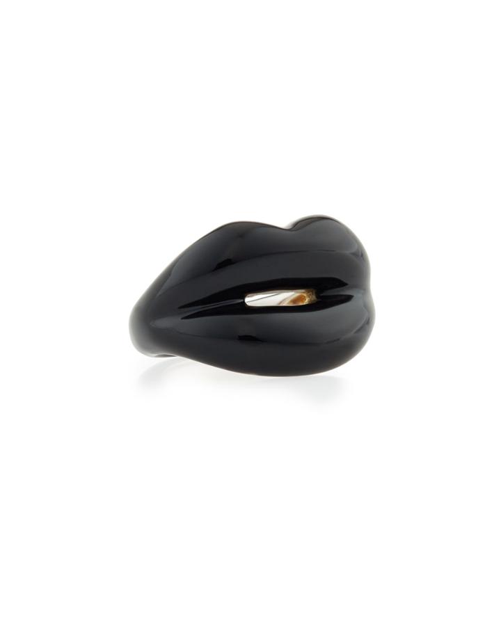 Lc Estate Jewelry Collection Estate Solange Azagury-partridge Hotlips Ring, Size 6.5, Silver/black, Women's
