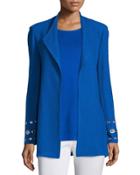 Long Knit Jacket With Grommet Detail,