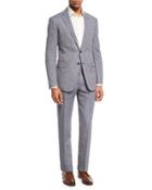 Linen-wool Two-piece Suit, Blue/white