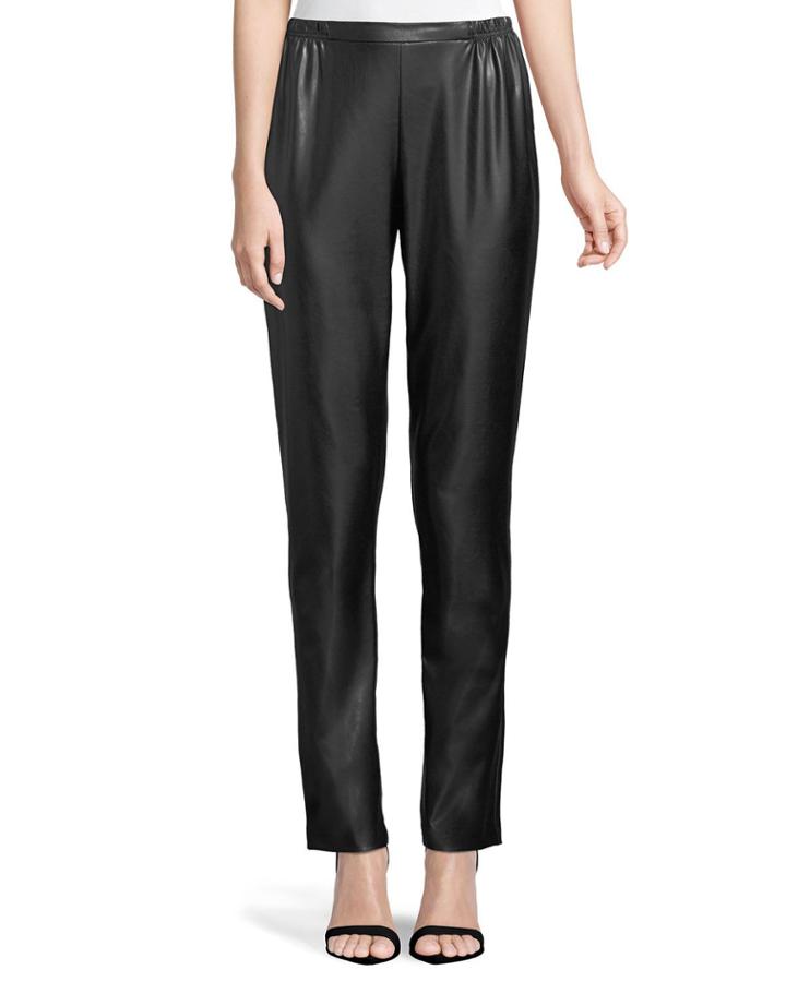 Bi-stretch Faux-leather Pants, Black