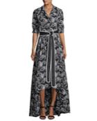 Ladda Belted Swirl-embroidered High-low Dress
