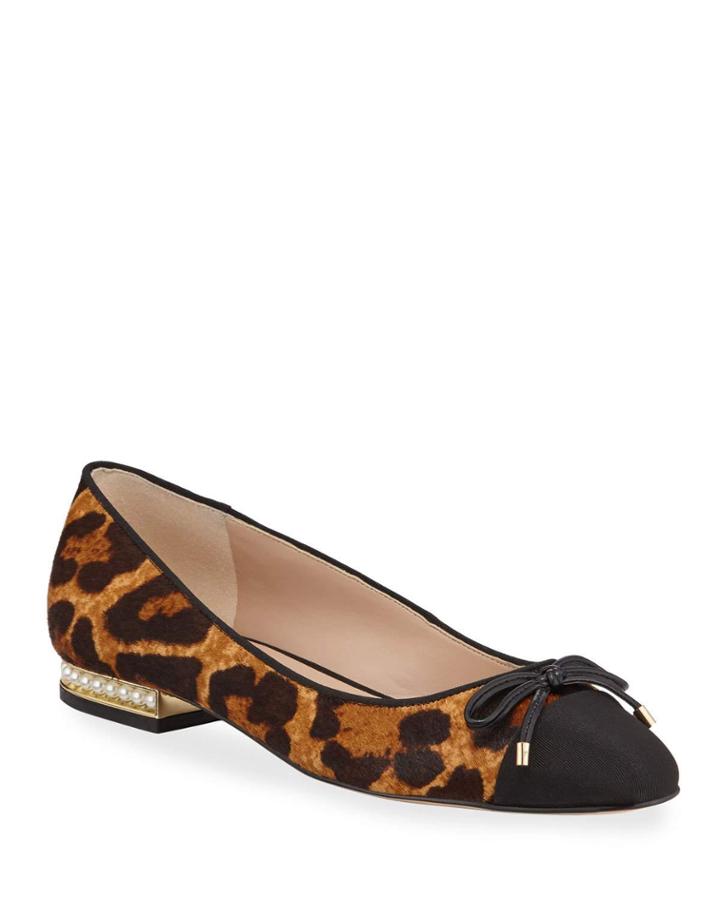 Nantes Leopard Pearl-heel Flats