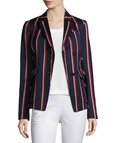 Howson Striped Asymmetric Blazer, Blue/red/white