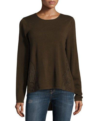 Lace-trim Crepe-panel