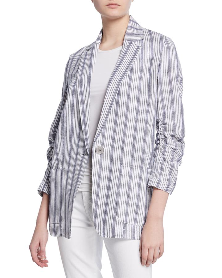 Striped Ruched-sleeve