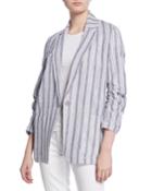 Striped Ruched-sleeve