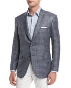 Check Two-button Sport Coat, Taupe