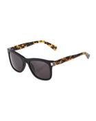 Two-tone Square Acetate Sunglasses, Black/smoke