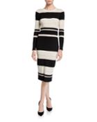 Long-sleeve Striped Midi