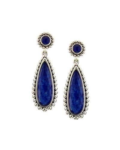 Sterling Silver & Lapis Double-drop Earrings