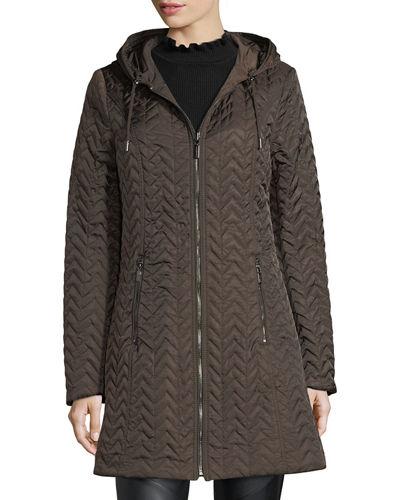 Reversible Hooded Quilted Rain Coat