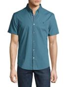 Check-print Button-front Short-sleeve