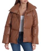 Faux-leather Puffer Jacket