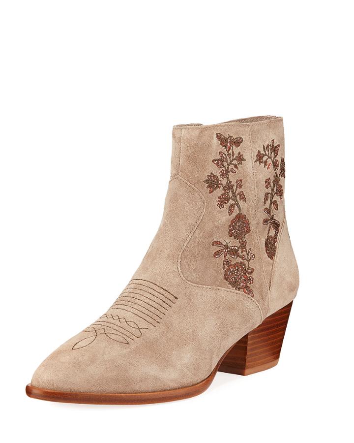 Halo Suede Floral Booties