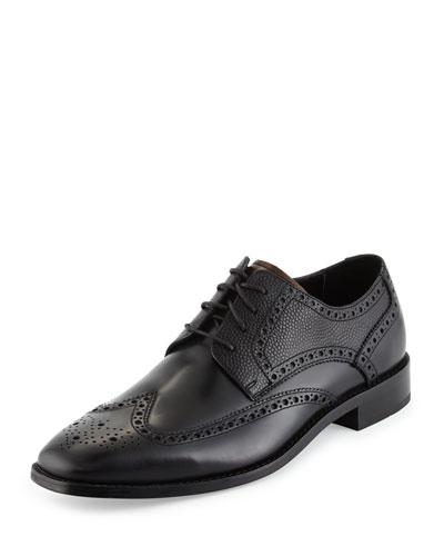 Giraldo Pebbled Wing-tip Oxford, Black