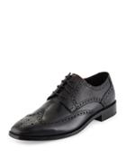 Giraldo Pebbled Wing-tip Oxford, Black
