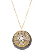 Two-tone Round Pendant Necklace