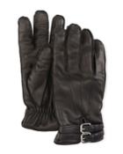 Belted Napa Leather Gloves With Cashmere
