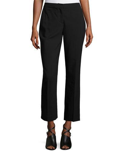Cropped Gabardine Straight-leg Pants, Black