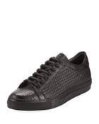 Men's Spike-leather Low-top Sneakers, Black
