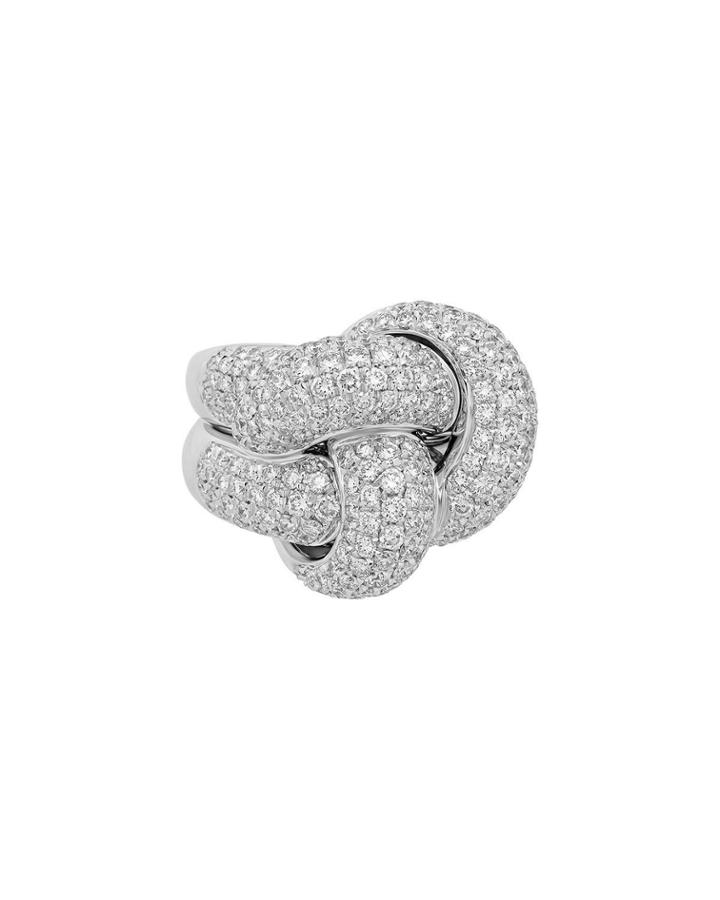 18k White Gold Diamond Knot Ring,