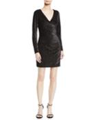 Metallic Knit Long-sleeve Dress