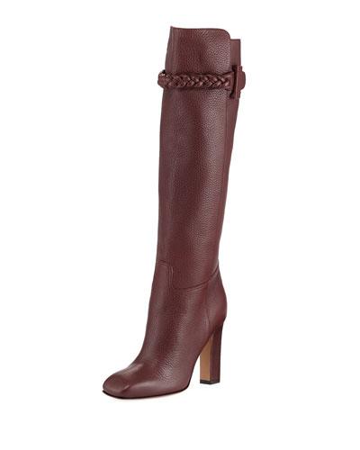 Braided Knee-high Pebbled Boot
