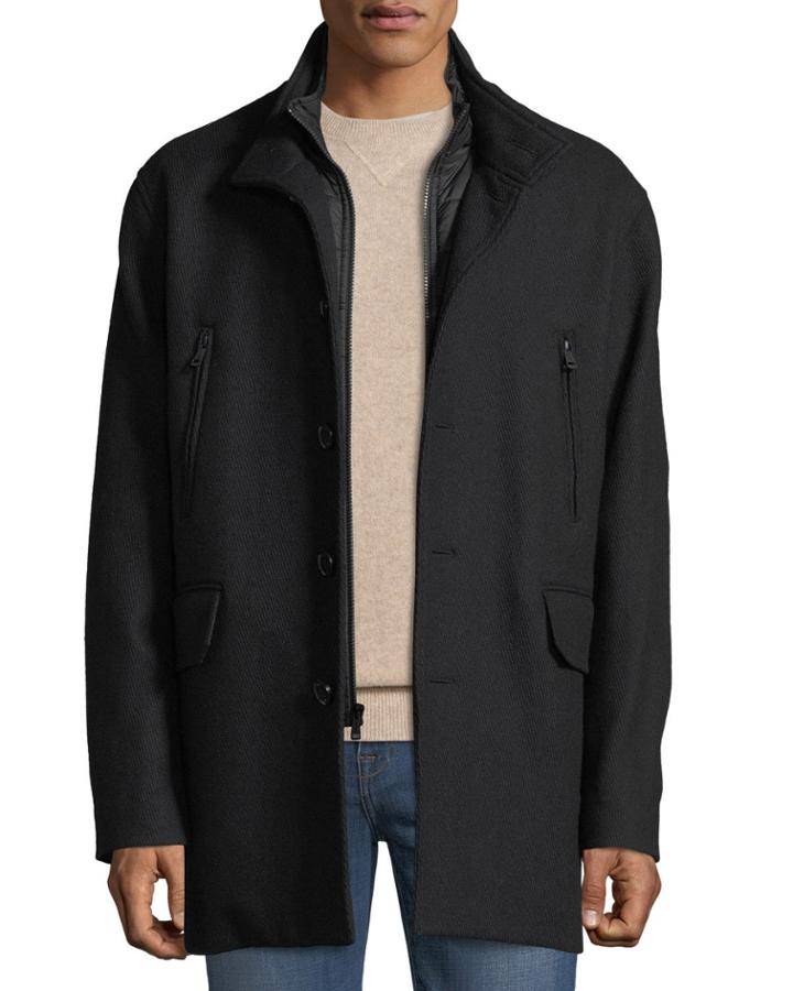 Men's Wool-twill Nylon-bibbed Jacket