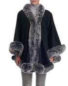 Wool Fur-trim Capelet