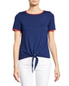 Contrast Trim Tie-front Top