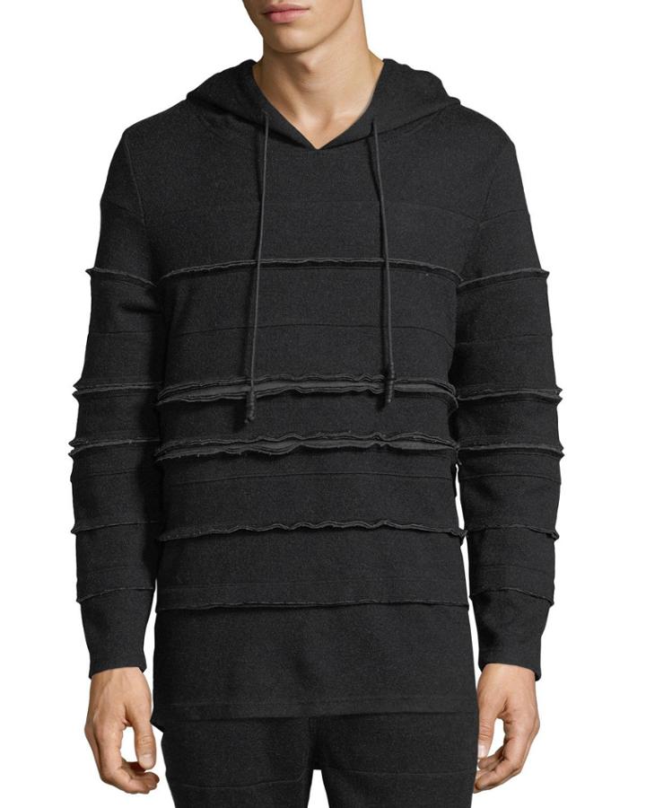 Raw-edge Paneled Hoodie
