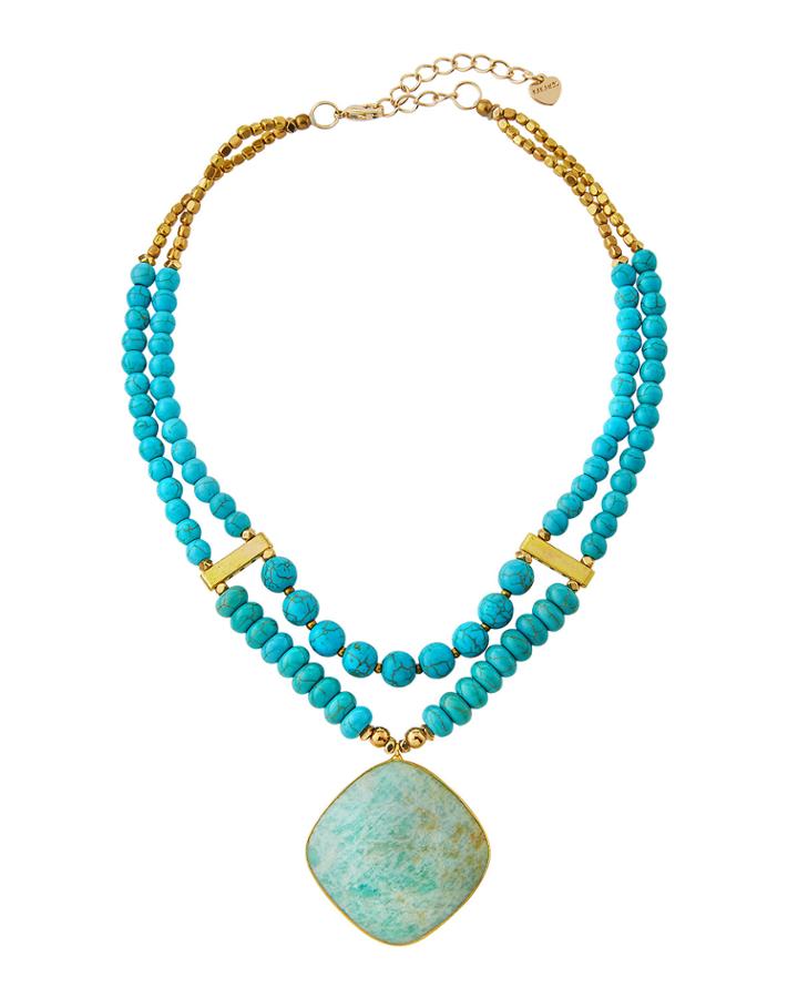 Turquoise Beaded & Amazonite Necklace