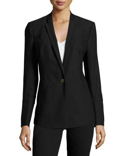 Satin-back Crepe Tailored Jacket, Black