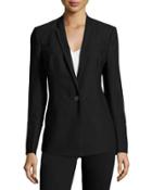 Satin-back Crepe Tailored Jacket, Black