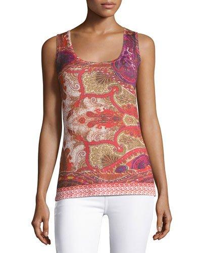 Superfine Medallion Silk-blend Tank