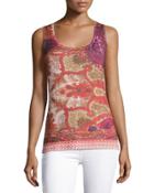 Superfine Medallion Silk-blend Tank