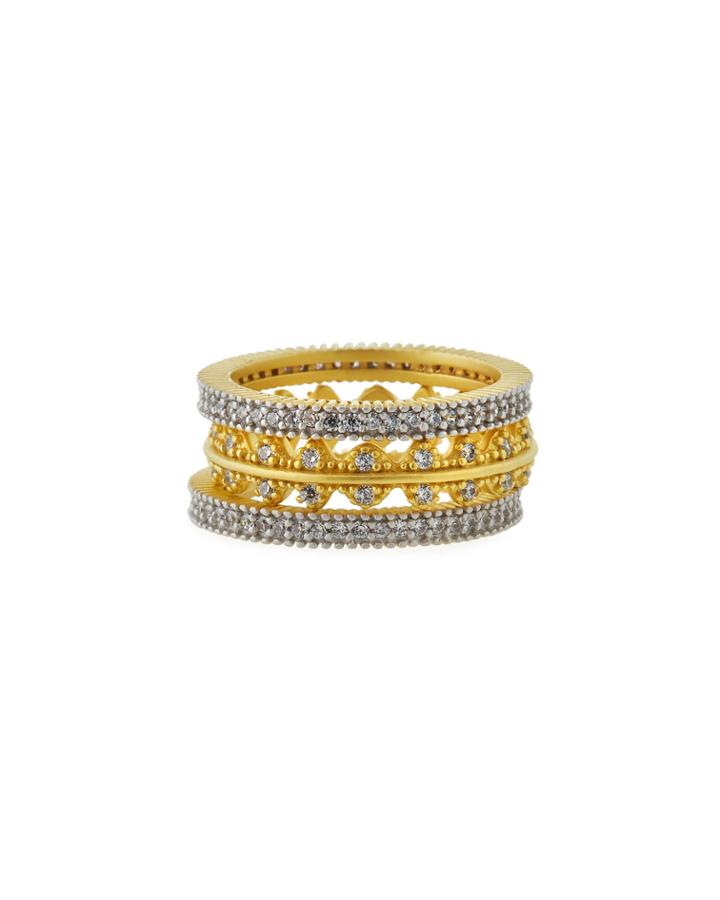 Cubic Zirconia Harlequin-edge Rings, Set Of