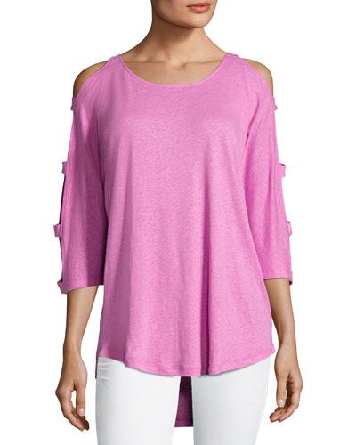 Banded-sleeve Cold-shoulder Top