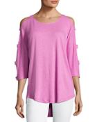 Banded-sleeve Cold-shoulder Top