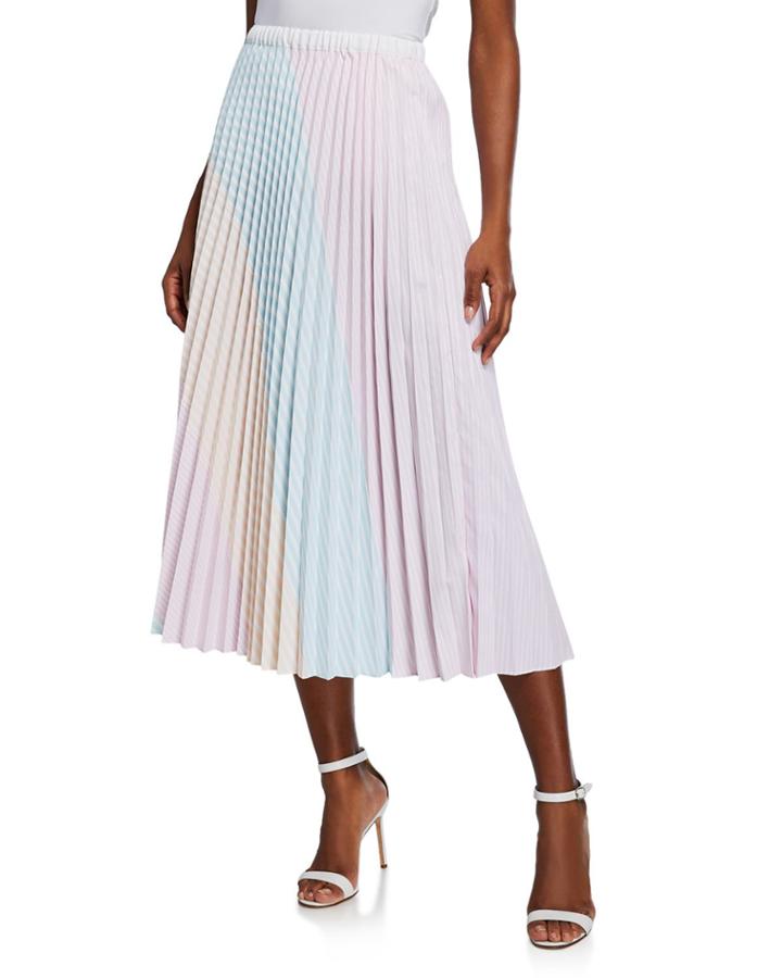 Colorblocked Striped Pleated