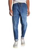 Men's Straight-leg Drawstring Jeans