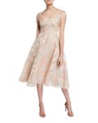 Floral Jacquard Full-skirt Dress