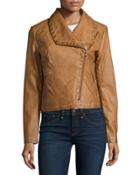 Faux-leather Asymmetric-zip Jacket,