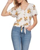 Short-sleeve Top With Tie Front