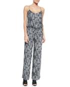 Snake-print Drawstring Jumpsuit