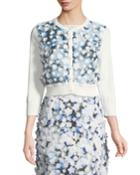 Floral-applieque Button-front