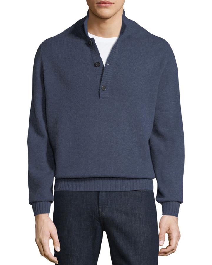Men's 4-ply Button-neckcashmere