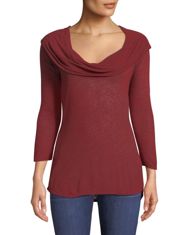 Long-sleeve Cowl-neck