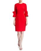 3/4 Bow-sleeve Stretch Crepe Dress